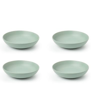 Stoneware Set of 4 Pasta Bowls, Sage