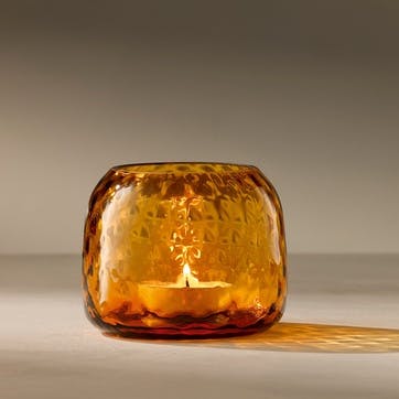 Dapple Tealight/Vase H7cm, Sun Amber