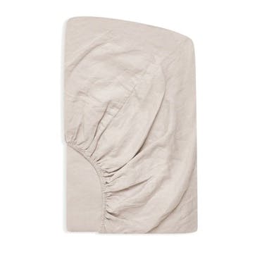 Linen Double Fitted Sheet, Dove Grey