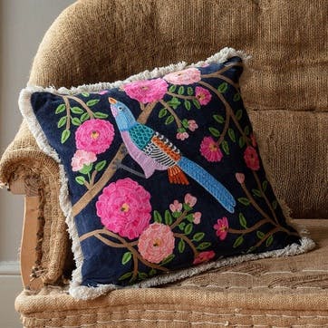 Song Bird Cushion 45 x 45cm, Navy