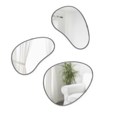 Hubba Set of 3 Mirrors, Titanium