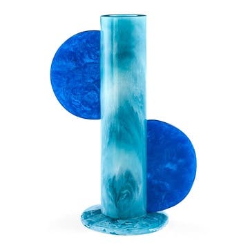 Mustique Cylinder Vase H31cm, Turquoise/Blue