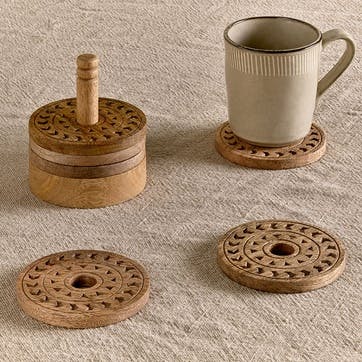 Anali Mango Wood Coasters D10cm, Natural