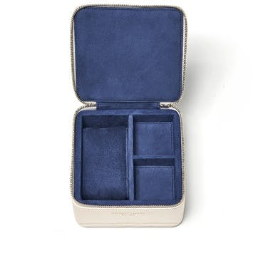 Travel Watch & Ring Box L12 x W12cm, Ivory Pebble