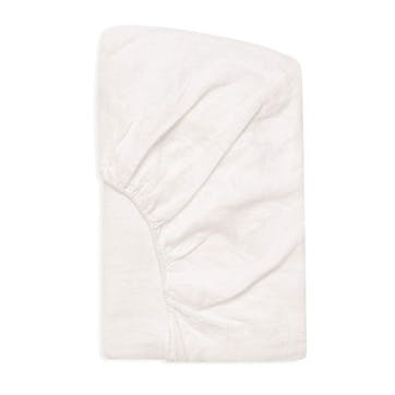 Linen Double Fitted Sheet, White