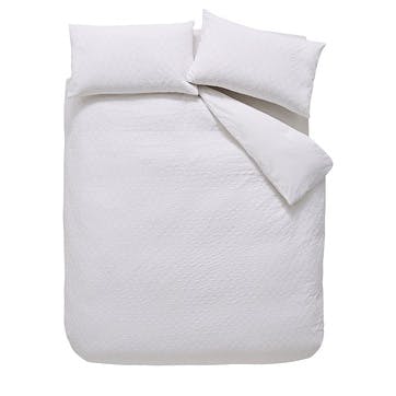 Waffle Cotton Circle Super King Duvet Set, White