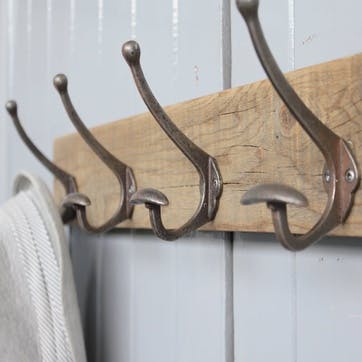 Limited Edition Reclaimed Bowler Hat And Coat Hook - 60 x 9.5cm; Natural