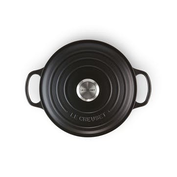 Cast Iron Round Casserole - 26cm; Satin Black