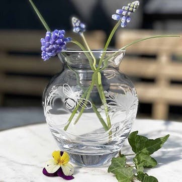 Bee & Honeysuckle Small Posy Vase H12cm, Clear