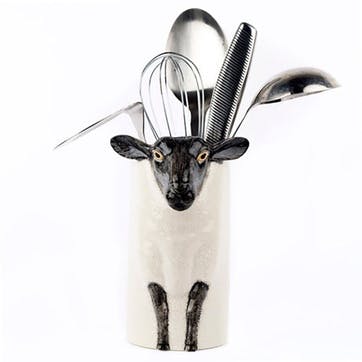 Black Faced Suffolk Sheep Utensil Pot H20cm Black/White