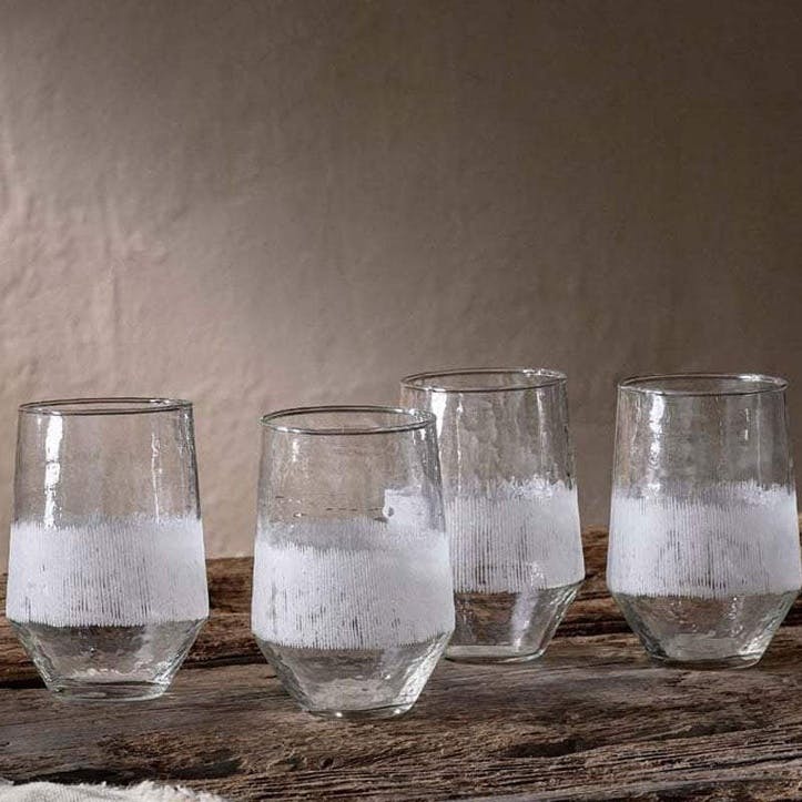 Amri Set of 4 Etched Tumblers, Clear