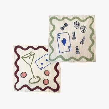 Games Set of 2 Napkins, 45 x 45cm, Multi