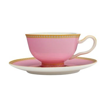 Teas & C's Kasbah Porcelain Footed Cup & Saucer  200ml, Hot Pink