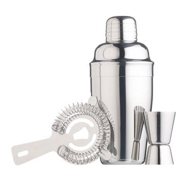 3 Piece Cocktail Set, Stainless Steel