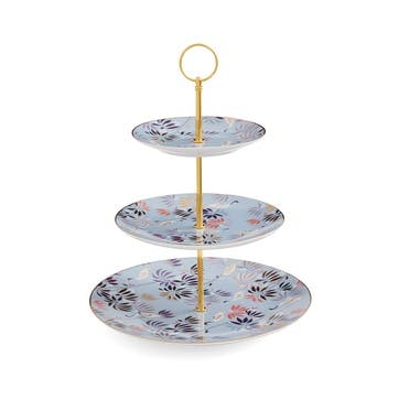 India 3 Tier Cake Stand D10.5cm, Sky Blue