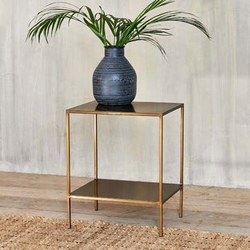 Mahi Side Table H55 x W36cm, Antique Brass