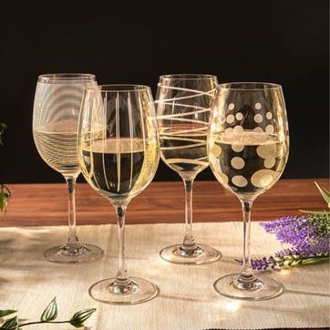Cheers Set of 4 White Wine Glasses 400ml, Clear