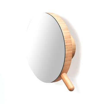 Magnifying wall mirror, Dia18cm, Wireworks, Slimline, honey bamboo