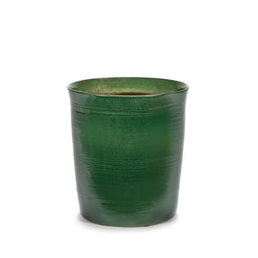 Glazed Lines Pot H28cm, Green