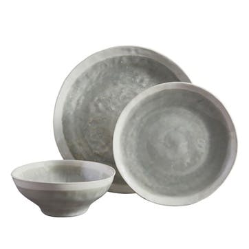 Sea Foam 12 Piece Dinner Set,  Dove Grey