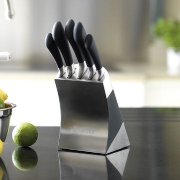 Maison 5 Piece Knife Block, Stainless Steel