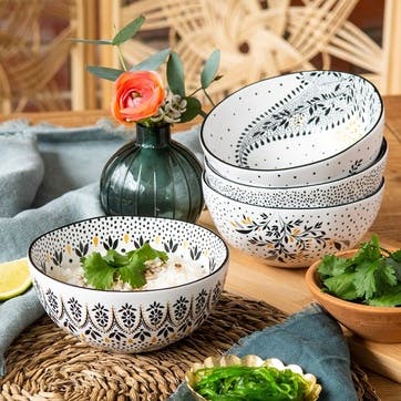 Artisanne Noir Set of 2 Bowls D22cm, Monochrome