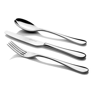 7 piece place setting, Studio William, Mulberry, mirror finish stainless steel