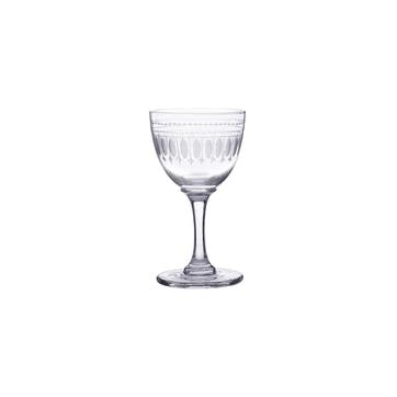 Oval Patterned Crystal Liqueur Glasses, Set Of 6