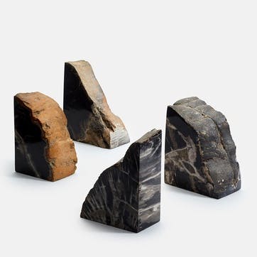 Balfern Petrified Wood Bookends H15 x W22cm, Black