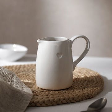 Bourton Heart Jug , White