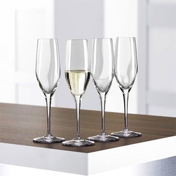 Authentis Set of 4 Champagne Flutes 190ml, Clear