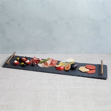 Serving Platter With Handles, L60 x W15 x H4cm, KitchenCraft, Slate/Copper