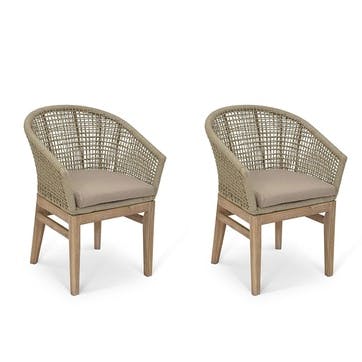 Lynton Set of 2 Dining Chairs with Arms, Grey
