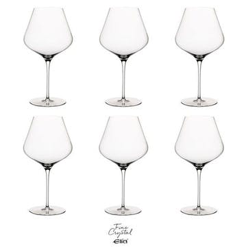 Motive Set of 6 Crystal Burgundy Glasses 730ml Clear,