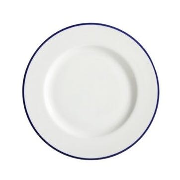 Dinner Plate, Canteen, White/Blue Rim, Set of 6