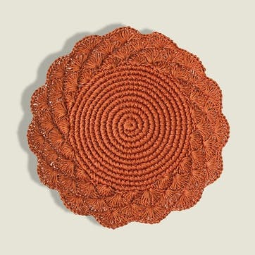 Clara Set of 2 Woven Placemats D39cm, Terracotta