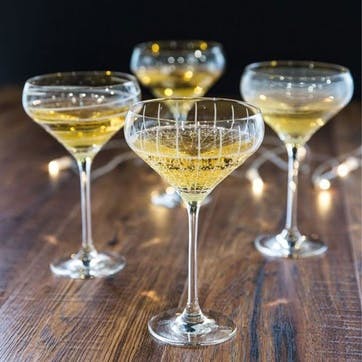 Cheers Set of 4 Champagne Saucers, Clear