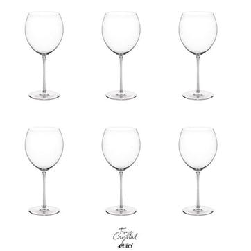 Liana Set of 6 Crystal Red Wine Glasses 560ml Clear,