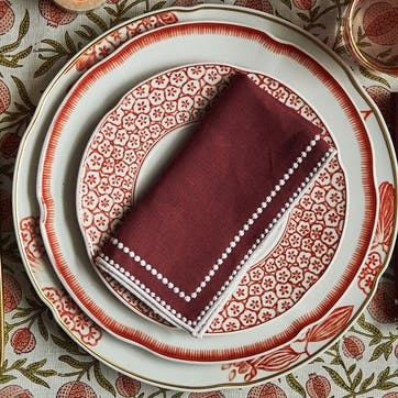 Abigail Set of 4 Napkins, L40 x W40cm, Burgandy