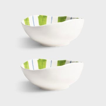 Ray set of 2 bowls 13 x 16.5, green
