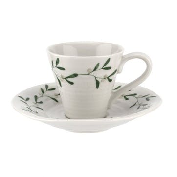 Mistletoe Espresso Cups and Saucers, Set of 2