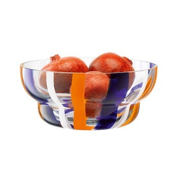 Folk Bowl D24cm, Blue/Orange/White