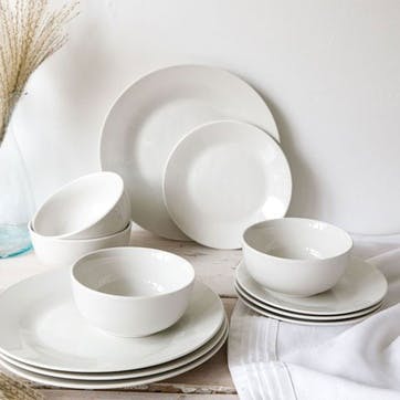 Alexis 12 Piece Porcelain Dinnerware Set , White
