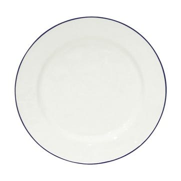 Set of 6 dinner plates, 28cm, Costa Nova, Beja, white with blue rim