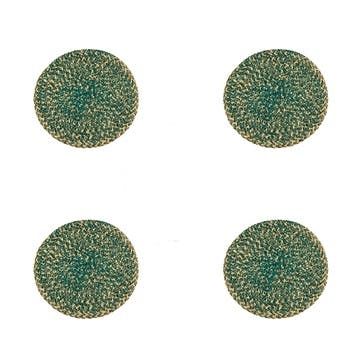 Jute Set of 4 Coasters D10cm, Olive