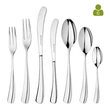 Larch Mirror 42 Piece Cutlery set, 6 Place Setting, Stainless steel