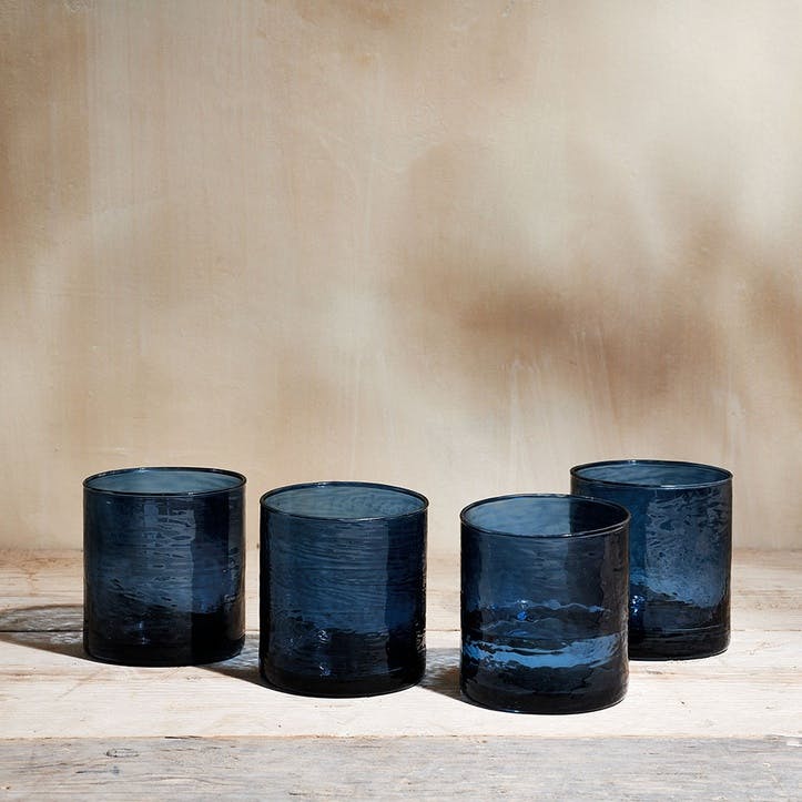 Yala Set of 4 Hammered Tumblers, Indigo