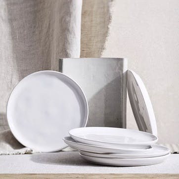 Portobello Set of 6 Side Plates D21cm, White