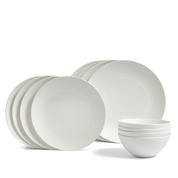 Gio 12 Piece Dinnerware Set, White