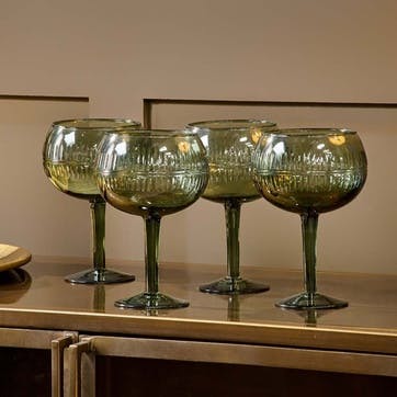 Mila Set of 4 Wine Glasses, Dark Emerald